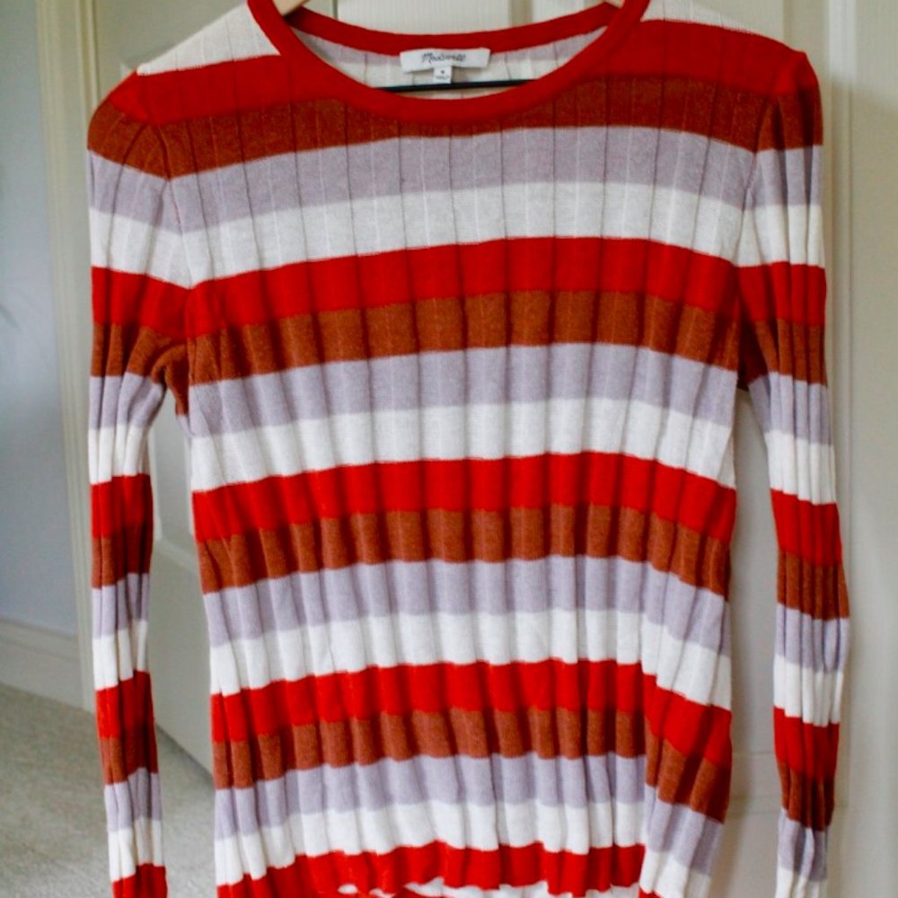 Madewell Striped 70s Inspired Fall Sweater Medium